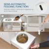 Elevated Dog Bowls With Slow Feeder Mat, Storage Cabinet, 3 Stainless Steel Bowls For Large & Extra Large Dogs, White