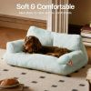 WOOFUN Plush Dog Bed For Indoor - Washable 26x19x13 Inch Pet Couch With Non-Slip Bottom, Fluffy Small Dog Bed For Puppies, Blue