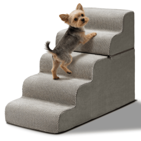 5-Step Dog Stairs Steps for High Bed, Pet Steps for Small Dogs and Cats, Non-Slip Removable Washable Cover Ramp for Indoor Outdoor Car SUV Couch Sofa