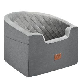 Dog Car Seat, Waterproof Dog Booster Seat for Car with A Storage Pocket, Clip-On Safety Leash and Sponge Filling