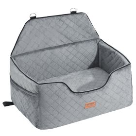 Dog Car Seat, Dog Booster Seat for Car with A Storage Pocket, Pet Car Seat with Clip-On Safety Leash, Sponge Filling