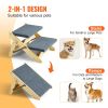 Wooden Pet Steps, Convertible 2-in-1 Dog Stairs and Ramp for Beds, Sofas, and Vehicles, Supports Small to Large Animals up to 110 lbs