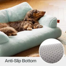 WOOFUN Plush Dog Bed For Indoor - Washable 26x19x13 Inch Pet Couch With Non-Slip Bottom, Fluffy Small Dog Bed For Puppies, Blue