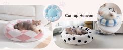 Round Washable Plush Pet Bed With Jacquard Shaggy Fabric & Non-Slip Bottom, Calming Small Dog Bed For Puppy