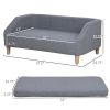 PawHut 38" Dog Sofa for Medium Large Dogs, Dog Couch w/Removable Cushion, Washable Cover, Anti-slip Feet, for Dogs Up to 55 lbs - Gray