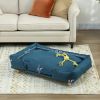 PawHut Raised Dog Couch with Comfortable Cushion, Pine Wood Legs, Foot Pads, for Large-Sized Dogs Indoor Use, Dark Blue