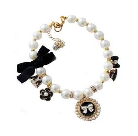 Adjustable Pet Collar with Bell Pendant Lightweight Dog Cat Collar 7-11 inches, Black rope
