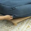 PawHut Raised Dog Couch with Comfortable Cushion, Pine Wood Legs, Foot Pads, for Large-Sized Dogs Indoor Use, Dark Blue