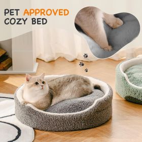 Mewoo Washable Pet Bed For Small Dogs & Cats - 23x23x7 Inch Orthopedic Dog Bed With Non-Slip Bottom, Plush Round Bed For Puppies & Indoor Kittens, Gre
