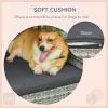 PawHut Elevated Wicker Dog House Indoor Outdoor Raised Rattan Bed Charcoal Grey Removable Cushion