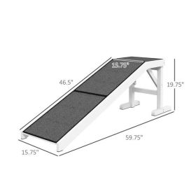 PawHut 60" Pet Ramp for Dogs & Cats, Non-Slip Carpet, Easy Access, White