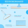 3Pcs Pet Hair Removal Kit Multi-Fabric Dog Cat Hair Scraper Lint Shaver Rake Adjustable Telescopic Rod For Carpet Rug Clothes Couch