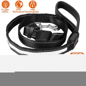 5FT Light Up Dog Leash LED Dog Leash Dog Walking Leash with 9 Light Colors IPX7 Waterproof USB Rechargeable