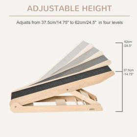 PawHut Folding Dog Ramp with Adjustable Height for Varying Surfaces, Pet Ramp for Small Dogs with Anti-Slip Surface, Puppy Ramp