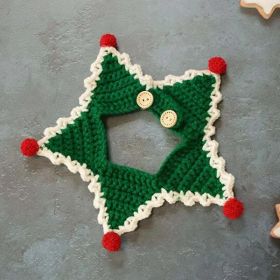 Green Pet Dog Handmade Knitted Collar Dog/Cat/Rabbit Christmas Necklace Holiday Crochet Scarf Bib