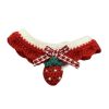 Handmade Knitted Pet Collar Dog/Cat Crochet Necklace Cute Scarf Bib Red Strawberry Pet Charms