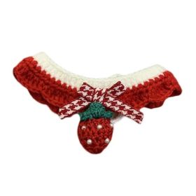 Handmade Knitted Pet Collar Dog/Cat Crochet Necklace Cute Scarf Bib Red Strawberry Pet Charms