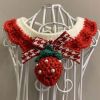 Handmade Knitted Pet Collar Dog/Cat Crochet Necklace Cute Scarf Bib Red Strawberry Pet Charms