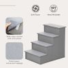 PawHut Pet Stairs Small Dog Steps for Couch Bed with Cushioned Cover Grey