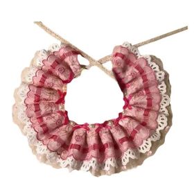 Retro Pink Lace Collars European Style Beads Handmade Dog/Cat Necklace 8.2-11.2"