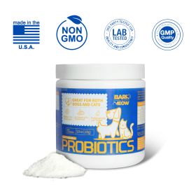 Bark And Meow Probiotics For Dogs & Cats  7 Tailored Strains  Prebiotics, Pumpkin & Carrot  5 Billion CFU Scoop Human-Grade Non-GMO, Vet-Approved Made (Option:: Piece1)