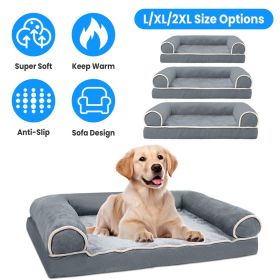 1Pc Dog Bed Pet Bed Sofa Dog Couch Pet Cushion Carpet Mattress With Washable And Removable Cover For Medium Large Dogs (Option:: Grey-XL)