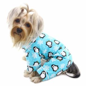 Penguins & Snowflake Flannel PJ with 2 Pockets (Turquoise) (yellow: Turquoise, Extra Large:: XS)