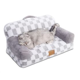 Jacquard Luxury Solid Color Pattern Leather Fur Machine Washable Detachable Cover Pet Bed (Option:: Gray)