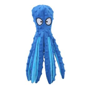 Plush Octopus Soft Dog Stuffed For DogChew Toys Interactive Dog Supplies Fleece Dog Squeaky Toys (color: Blue)