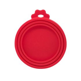 1pc 3 In 1 Reusable Food Storage Keep Fresh Tin Cover Cans Cap Pet Can Box Cover Silicone Can Lid Hot Kitchen Supply Mould Proof Hot (color: Red)