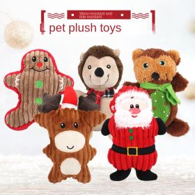 Christmas pet chew toy Pet plush voice toy Christmas molar bite-resistant cute cartoon dog toy (color: Benben Bear)