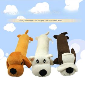 Pet dog gnaws and makes sounds toy dog plush toy; clean teeth toy dog toy (colour: White dog)