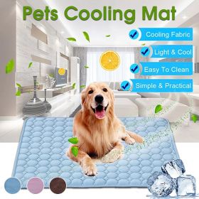 Dog Mat Cooling Summer Pad Mat For Dogs Cat Blanket Sofa Breathable Pet Dog Bed Summer Washable For Small Medium Large Dogs Car (color: mesh cloth blue, Size: S 50x40 cm)