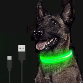 LED Glowing Dog Collar Rechargeable Luminous Collar Adjustable large Dog Night Light Collar Pet Safety Collar for Small Dogs Cat ,halloween pet collar (color: Red Battery, Size: L)
