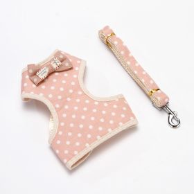 Pet leash Bowknot pet chest strap vest cat dog leash (color: Pink dot, Specifications (length * width): M)