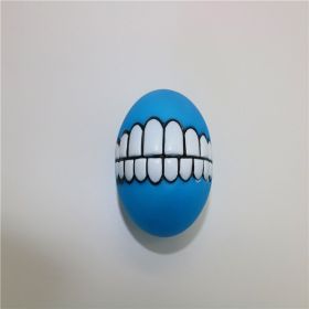 Pet Squeaky Ball Interactive Dog Chewing Toy with Funny Large Teeth Design for Aggressive Chewers Toy (color: Blue)