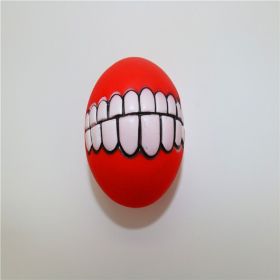 Pet Squeaky Ball Interactive Dog Chewing Toy with Funny Large Teeth Design for Aggressive Chewers Toy (color: Red)