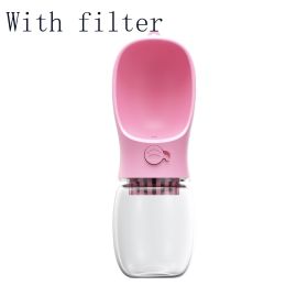 Pet Water Cup Outdoor Portable Water Bottle (color: Pink With filter, style: 350ML)