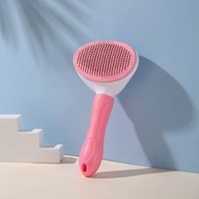 Pet Comb Stainless Steel Needle Comb Dog And Cat Hair Removal Floating Hair Cleaning Beauty Skin Care Pet Dog Cleaning Brush (color: Pink)