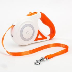 Streamer Led Lights Dog Leash Automatic Extending Nylon Leash Leads Premium Durable Pet Walking Leads Traction Rope Pet Products (color: Orange, Size: 5M)