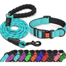 Adjustable Nylon Dog Collar & Leashes For Walking Training; Pet Supplies (color: Lake Blue, Size: XS)