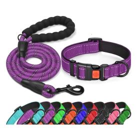 Adjustable Nylon Dog Collar & Leashes For Walking Training; Pet Supplies (color: Purple, Size: S)