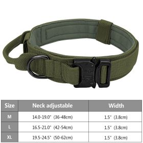 Tactical Pet Collar; Dog Collar With Handle; Military Heavy Duty Dog Collars For Medium Large Dogs (color: Army Green, Size: L)