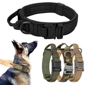 Tactical Pet Collar; Dog Collar With Handle; Military Heavy Duty Dog Collars For Medium Large Dogs (color: Khaki, Size: m)