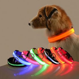 Glow-In-The-Dark Pet Collar For Dog & Cat; LED Dog Collar For Night Walking; USB charging (color: Green, Size: L)