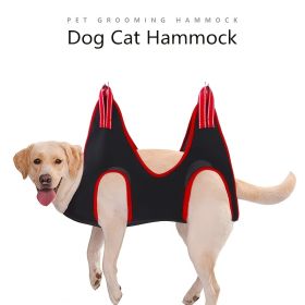 Pet Grooming Hammock For Dog & Cat; Cat Hammock Restraint Bag For Bathing Trimming Nail Clipping (color: Black Red Edge, Size: m)