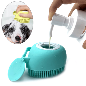 Pet Hair Comb Bath Brush Shampoo Brush Soft Silicone Comb Hair Scalp Massager For Dogs (color: Square - Blue, Size: As The Pictures)