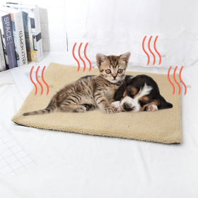 Self Heating Pet Mat; Non-Electric Pet Warming Pad; Self Warming ; Extra Warm Pet Mats For Dog & Cat (color: Beige, Size: 60*45cm/23.6*17.7in)