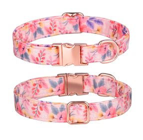 Sunflower pet collar cotton breathable dog collar pet supplies wholesale (Size: S width 1.5 adjustment 26-42cm, colour: pink)