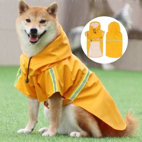 large and small dog raincoat cloak type reflective strip pet raincoat windproof rainproof dog hooded raincoat (Size: 5XL(33-50 kg), colour: Yellow)